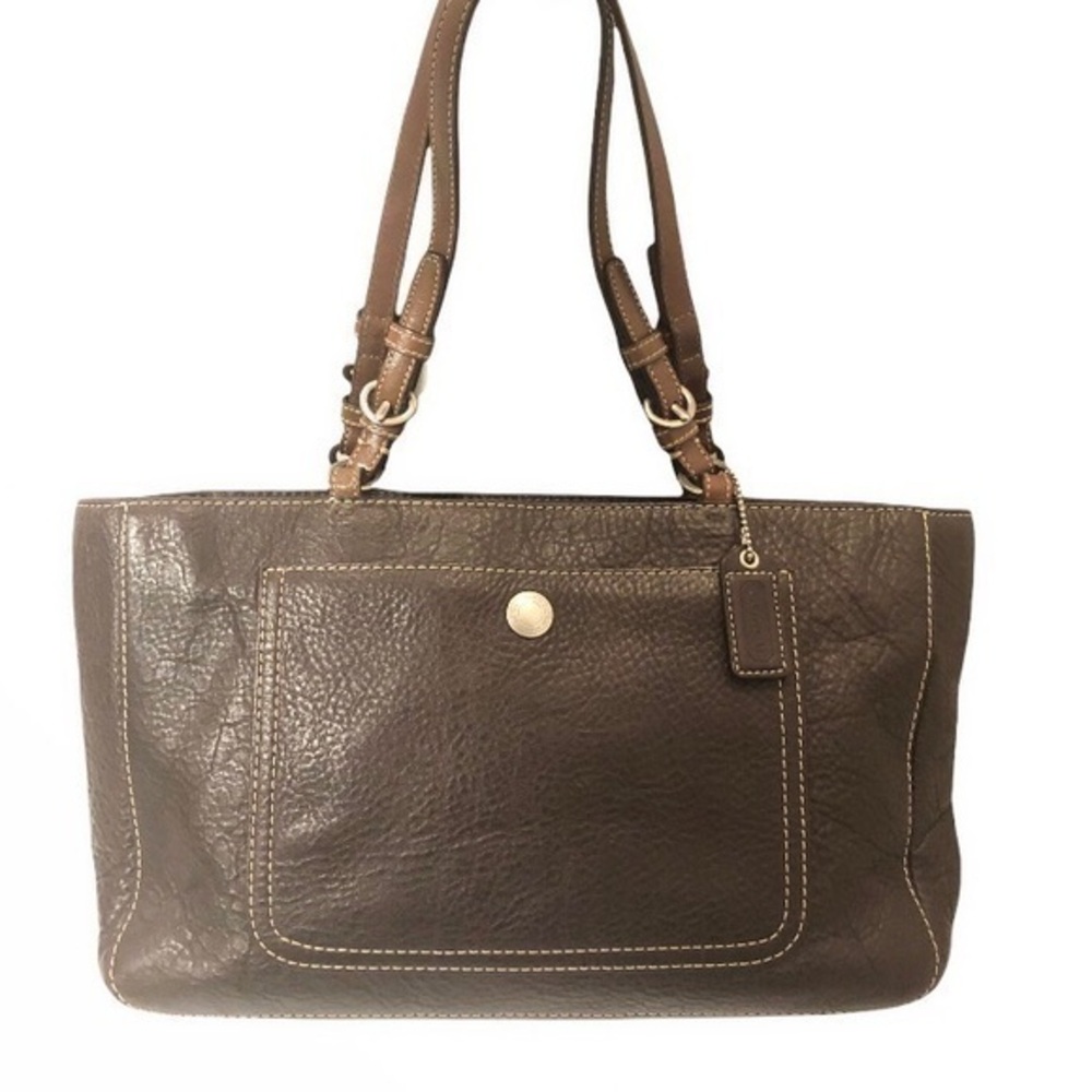 Coach vintage y2k f10892 brown leather pebbled leather Chelsea zipper tote bag